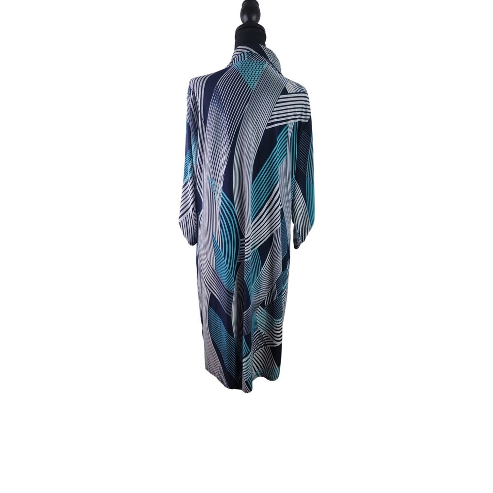 Mlle Gabrielle Womens 2X Blue Geometric Abstract Print Button Down Shirt Dress - Picture 3 of 4